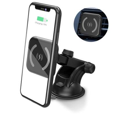 2020 New 10W Quick Charging Car Holder Black Light Sensor Electric Mobile phone QI Car Wireless Charger