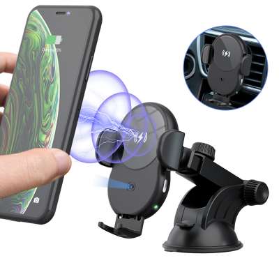 Wholesale  Qi Wireless Car Phone Charger Mount Auto Automatic Infrared Sensing Holder Fast Charger for iPhone