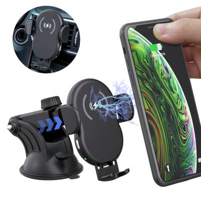 Wholesale  Automatic car mount phone wireless car charger smart infrared induction car mount wireless charger