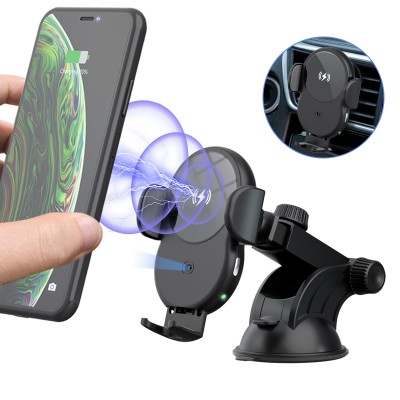 Qi Wireless Car Phone Charger Mount Auto Automatic Infrared Sensing Holder Fast Charger for iPhone