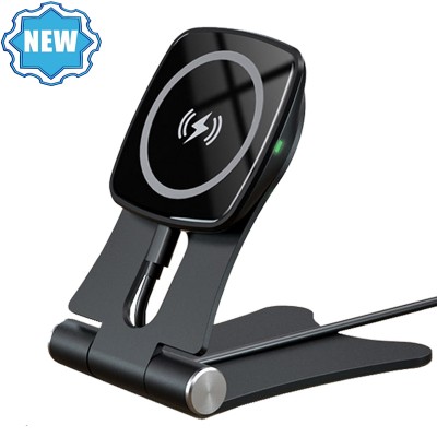 New 10W Fast Charging Wireless Charger Stand Magnetic Metal Phone Holder Desktop Wireless Phone Charger